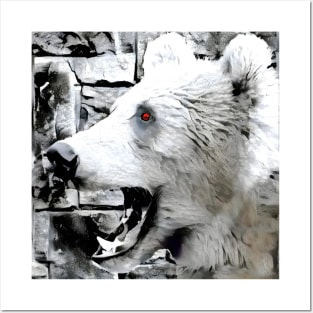 Bear Black and White Spray Paint Wall Posters and Art